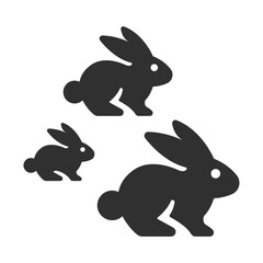 Group of rabbit black icon vector illustration