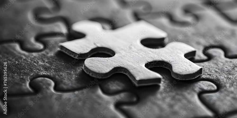 Poster perfectly fitted puzzle piece symbolizing problem solving and finding solutions through strategic an