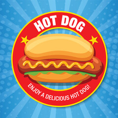 Hot Dog delicious food. Vector illustration