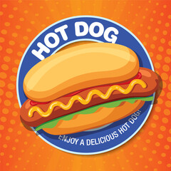 Hot Dog delicious food. Vector illustration