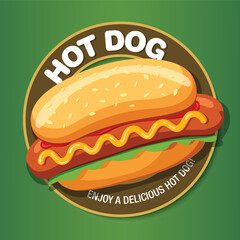 Hot Dog delicious food. Vector illustration