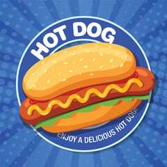 Hot Dog delicious food. Vector illustration
