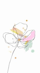 Abstract scandinavian floral design with minimalist shapes. Contemporary minimalist art of a flower with abstract, overlapping organic shapes in a soft, pastel color palette