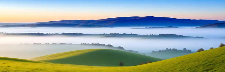 Cercles muraux Ciel bleu veiled horizons exploring the mysteries of fog, cloud covered landscapes
