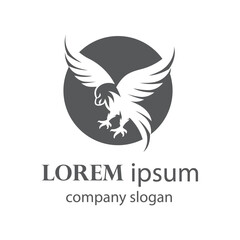 Elegant eagle flapping wings logo design