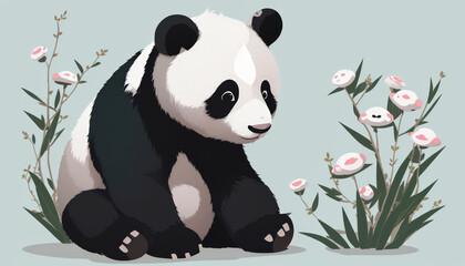 panda face or cute panda or ilustration of panda