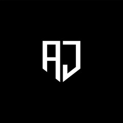 AJ letter logo design with black background in illustrator. Vector logo, calligraphy designs for logo, Poster, Invitation, etc.