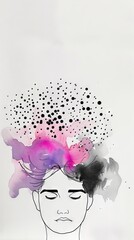 Abstract scandinavian floral design with minimalist shapes. Contemporary minimalist art of a flower with abstract, overlapping organic shapes in a soft, pastel color palette