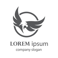 Elegant eagle flapping wings logo design