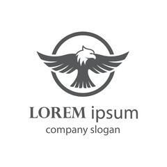 Elegant eagle flapping wings logo design