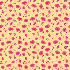 seamless pattern with magenta flowers