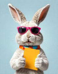 easter rabbit strikes a stylish pose with sunglasses and thumbs-up 