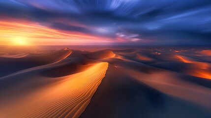 The incredible beauty and silence of the desert expanses are impressive: golden sand dunes, illuminated by the play of light and shadow of the sunset