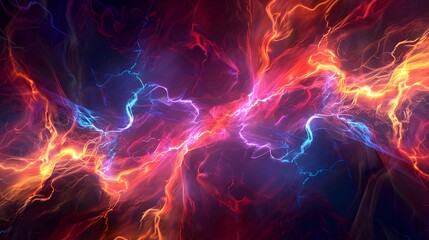 Vibrant and Electrifying 3D Abstract Energy Fields with Crackling Electric Currents