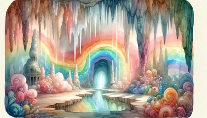 Watercolor Painting of the Rainbow Cave - obrazy, fototapety, plakaty