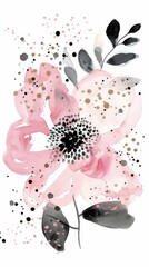 Fototapeta premium Abstract scandinavian floral design with minimalist shapes. Contemporary minimalist art of a flower with abstract, overlapping organic shapes in a soft, pastel color palette