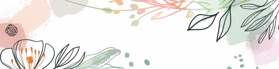 Fototapeta premium Abstract scandinavian floral design with minimalist shapes. Contemporary minimalist art of a flower with abstract, overlapping organic shapes in a soft, pastel color palette