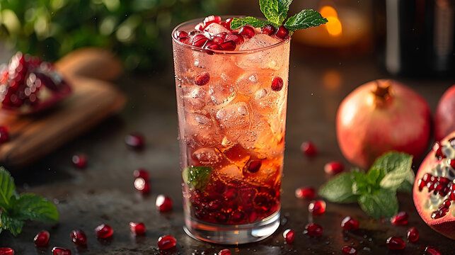 christmas cocktail with berries