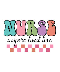 Nurse inspire heal love, nurse t shirt design print template