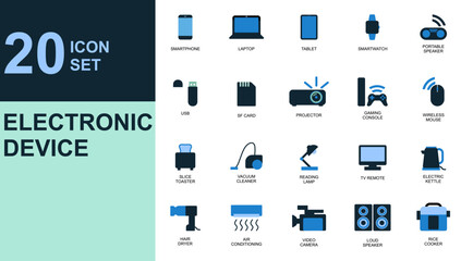 home appliance, device, house hold, gadget tech icon set, electronic device, techonlogy