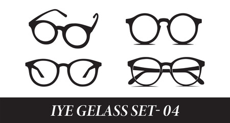 Set of fashion eyeglass on white background. Vector eyeglass set 