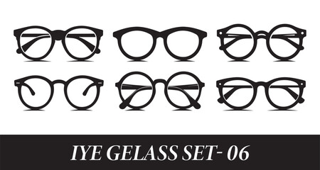 Set of fashion eyeglass on white background. Vector eyeglass set  - obrazy, fototapety, plakaty
