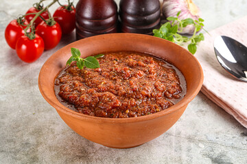Spanish traditional gazpacho tomato soup