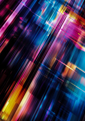 A colorful, abstract image with a blue stripe