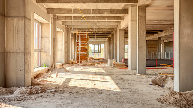 inside the building during construction