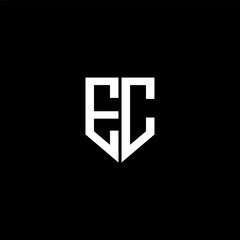 EC letter logo design with black background in illustrator. Vector logo, calligraphy designs for logo, Poster, Invitation, etc.
