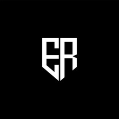 ER letter logo design with black background in illustrator. Vector logo, calligraphy designs for logo, Poster, Invitation, etc.