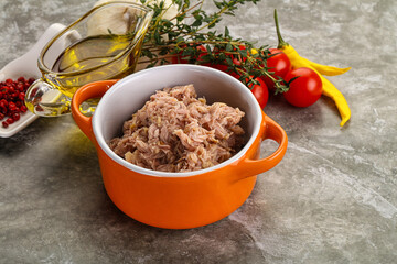 Canned tuna fillet for salad