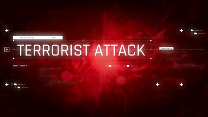 Hi Tech red futuristic terrorist attack lettering warning banner illustration