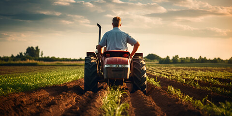 man in wheelchair, Silhouette man driving tractor on field against sky during sunset, Generative AI - obrazy, fototapety, plakaty