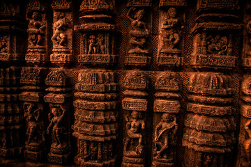 Fototapeta na wymiar carvings in konark temple