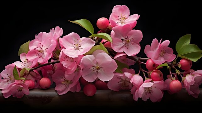  AI generated sakura cherry blossom close up. Beautiful floral springtime wallpaper in pink color palette. Pro Photo
