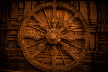 wheel at konark temple bhubaneshwar odisha