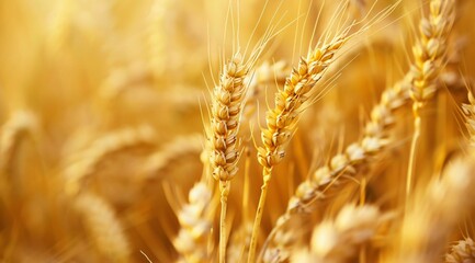golden wheat field in summer - obrazy, fototapety, plakaty