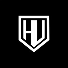HU letter logo design with black background in illustrator. Vector logo, calligraphy designs for logo, Poster, Invitation, etc.