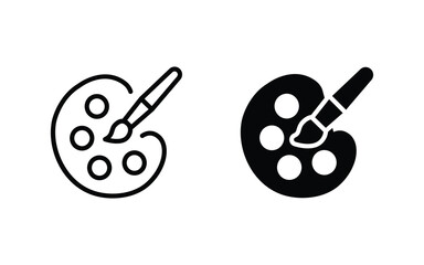 paint brush and palete icon vector