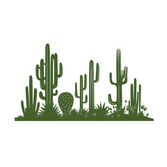 Silhouette Kakteen in Wüsten grün vektor