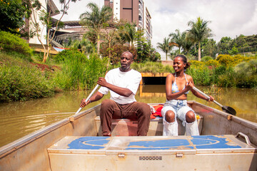 A young black couple spending time together on the weekend