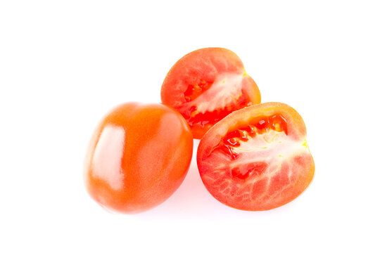 Red tomatos isolated on white background