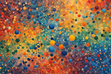 Abstract pointillist oil painting. Abstract impressionist art work in pointillist style  brush strokes of oil painting  colorful abstract texture - obrazy, fototapety, plakaty