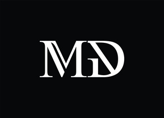 MD Letter Logo Design in Black Colors. Creative Modern Letters Vector Icon Logo