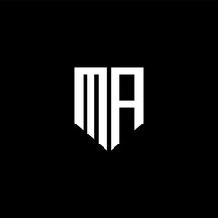 MA letter logo design with black background in illustrator. Vector logo, calligraphy designs for logo, Poster, Invitation, etc.