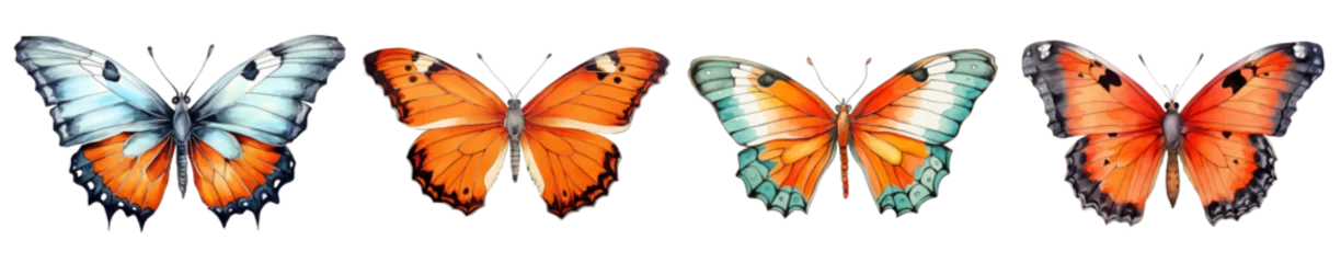 Foto op Plexiglas Watercolor set butterfly clipart isolated on transparent background  © Natawut