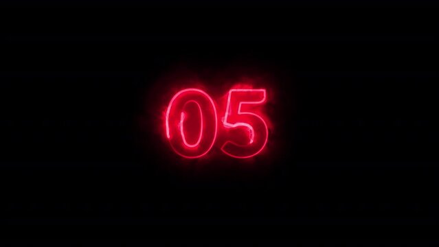 Neon 10 Seconds Countdown on black background. countdown timer from 10 to 0 seconds.