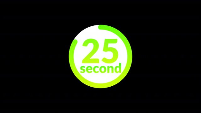 30 seconds countdown timer animation. 30 second timer clock animation on black background, Modern flat design circle animation 30 second countdown.