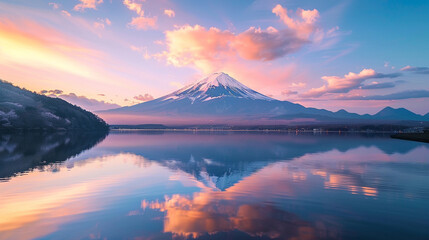 水面に映る富士山